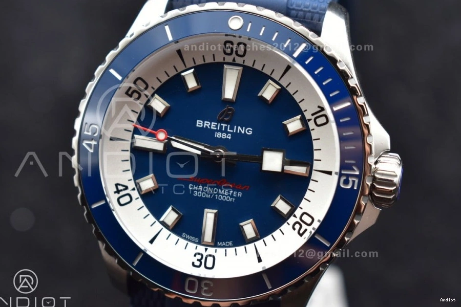 SuperOcean 1:1 Edition on Rubber 42 SS Strap Dial Best BLSF Blue A2824 Blue Automatic 0424